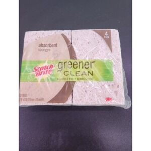 Scotch-Brite Greener Clean Absorbent Sponges Natural New  Package 4 Sponges 2011